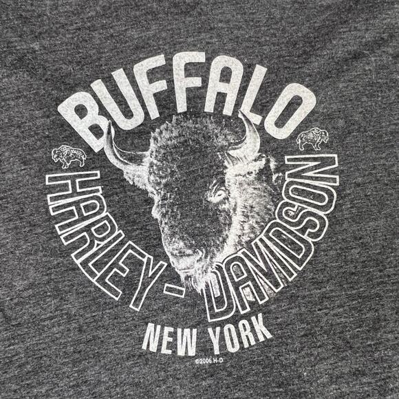 Y2K Harley Davidson Buffalo New York Dark Grey Long Sleeve Top Tshirt - Size XL - Picture 3 of 7